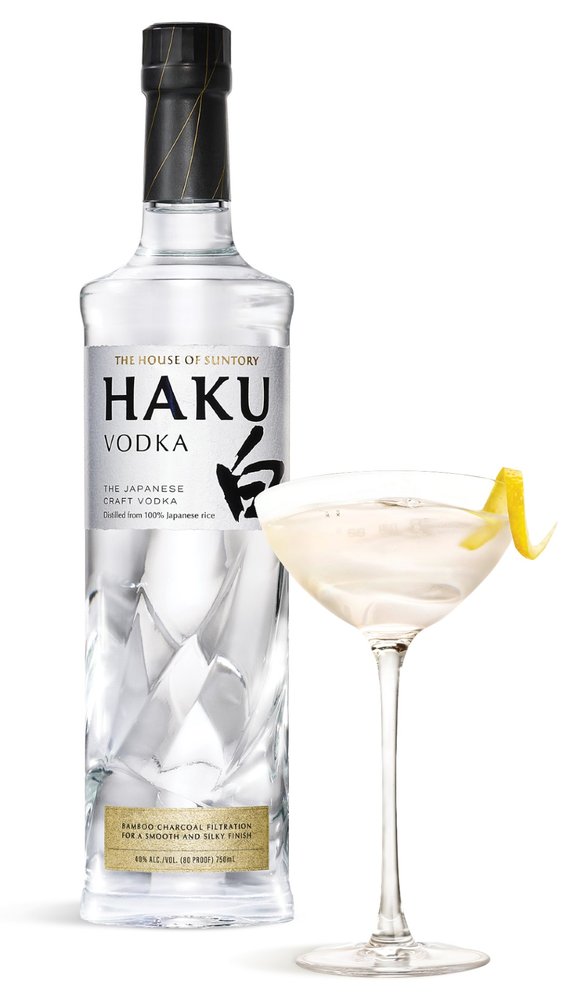 Haku Vodka and a Martini with a lemon twist
